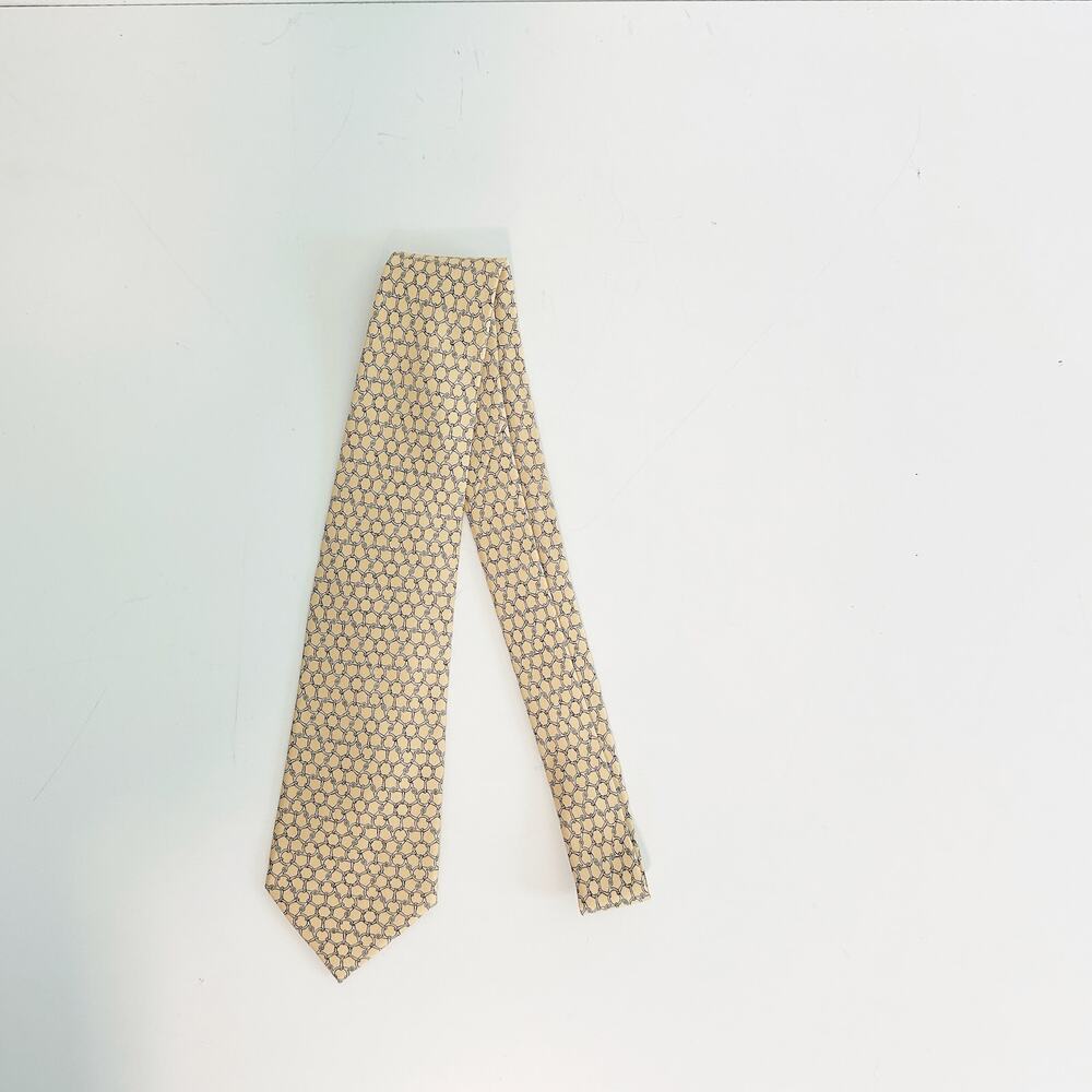 VINTAGE HERMES TIE 100% SILK YELLOW